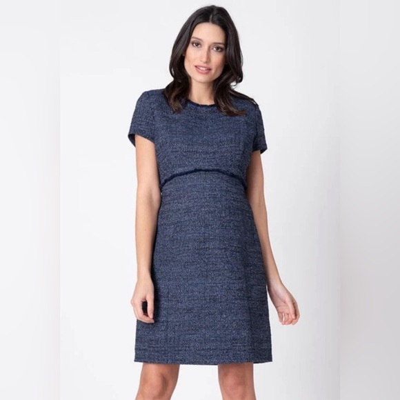 Seraphine Blue Tweed Dress - Picture 2 of 7